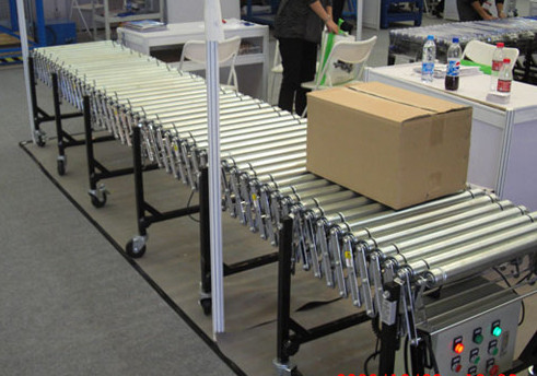 伸縮輥筒輸送機(jī)運(yùn)行圖，m.hnfrds.com